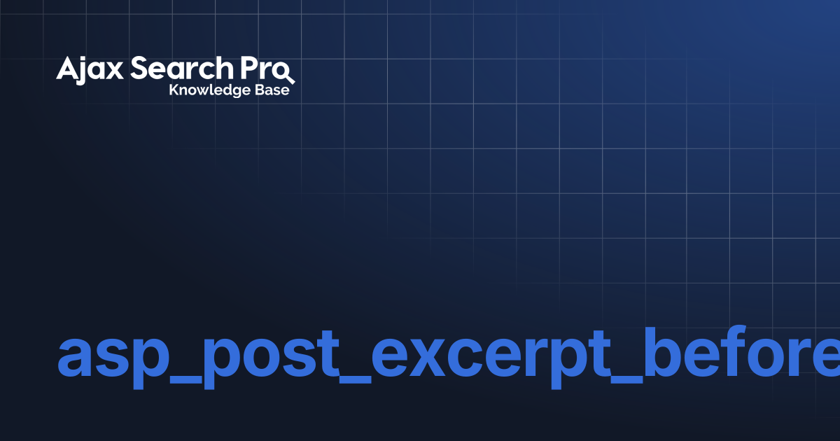 asp_post_excerpt_before_tokenize | Ajax Search Pro Knowledge Base